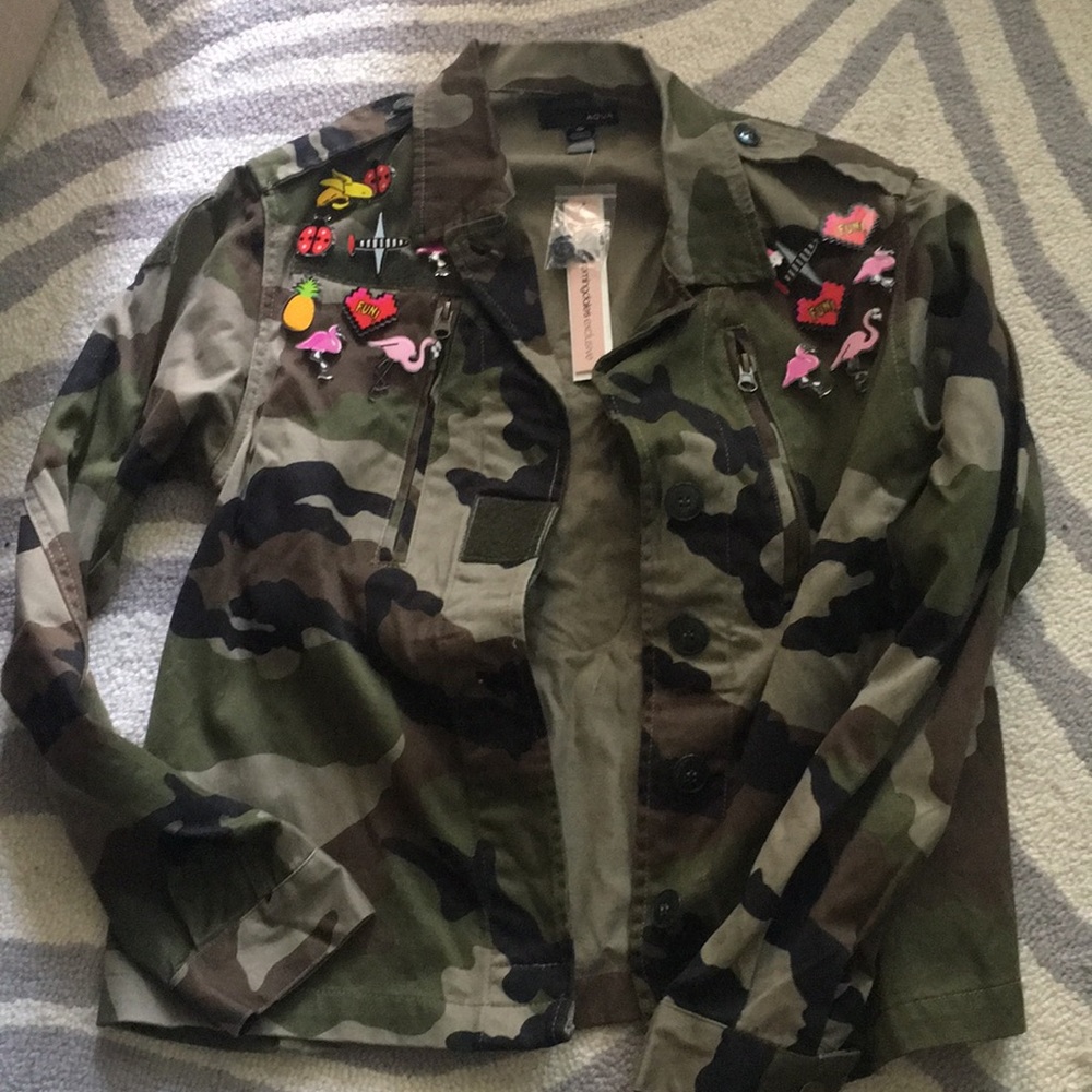 Aqua Camo Utility Jacket w/Pins, Size M - NWT $98